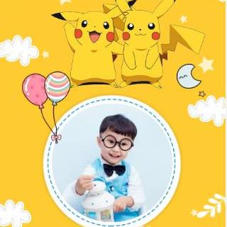 比卡丘生日主题生日邀请函